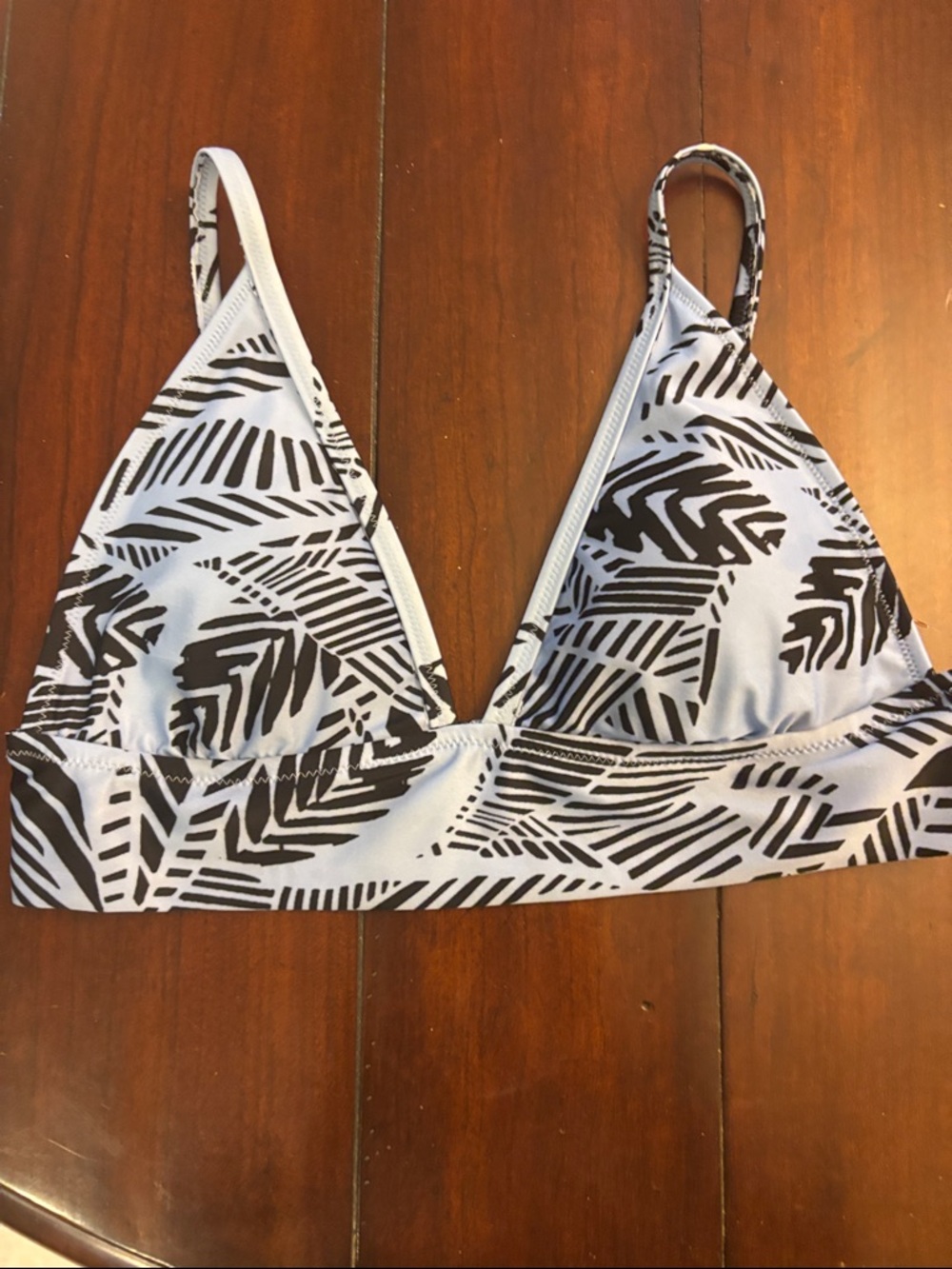 aerie Black & Blue Geometric Triangle Swim Top